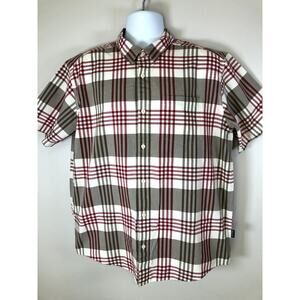 Patagonia Men's Button Down Shirt Size L Short Sleeve Gray And Red Plaid